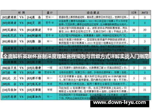 全面解析英联杯赛制深度理解赛程规则与晋级方式详解实战入门指南