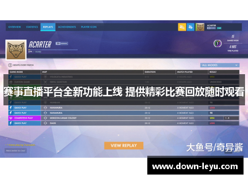 赛事直播平台全新功能上线 提供精彩比赛回放随时观看