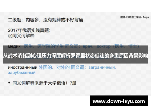 从战术消耗到心理压力深度解析罗德里状态低迷的多重原因背景影响